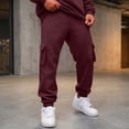 thumbnail image 2 of Baggy Sweatpants for Men Elastic Waist Running Drawstring Joggers Sports Workout Tapered Sweat Pants with Pockets Wine 3XL, 2 of 9