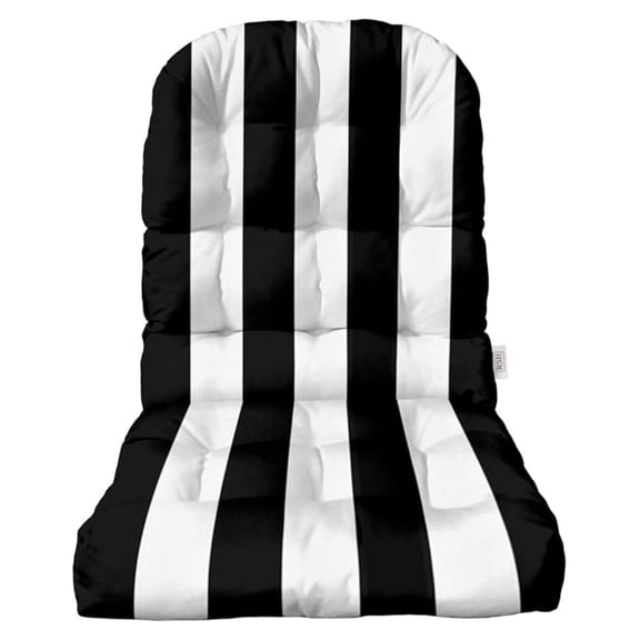 Tufted Adirondack Chair Cushion | 42.5"x 21"| All-Weather Spun Fabric | Water and Fade-Resistant | Outdoor Cushion for Patio Furniture | Black & White Stripe