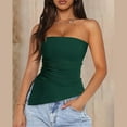 thumbnail image 6 of Elegant Ruched Asymmetrical Strapless Bandeau Shirt for Women Sleeveless Side Split Tube Top Fitted Tanks Top Vest, 6 of 9
