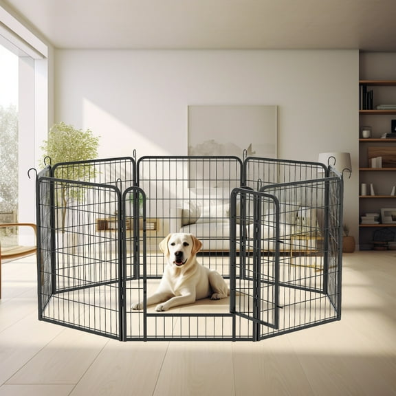 8 Panels Metal Dog Playpen with door,31.7"H Dog Fence Pet Exercise Pen for Outdoor, Indoor
