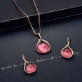 thumbnail image 3 of SPRING PARK Women Round Shape Cat Eye Pendant Necklace Earrings Stud Women Jewelry Gift Set, 3 of 5