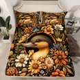 thumbnail image 2 of Ensemble de Draps Ornithorynque Marron Fleurs Boho Animaux Sauvages Ensemble de Literie Complet pour Enfants Garçons Filles, Animaux Mignons Australiens Draps Rustiques Rétro Ornithorynque Ensemble de Draps 4 Pcs, 2 of 6