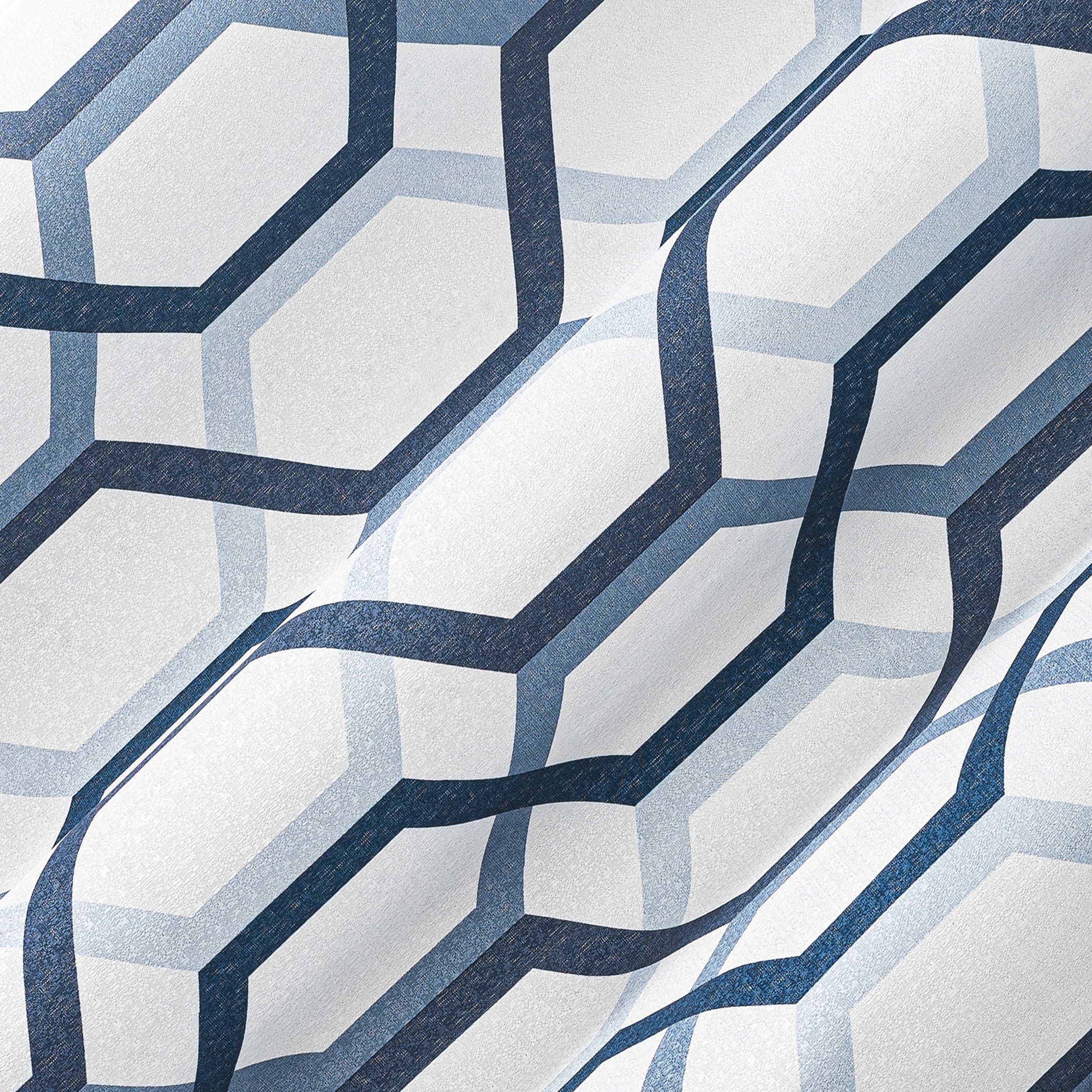 Sun Zero Arlo 2-Piece Textured Thermal Insulated Room Darkening Grommet Curtain Panel Pair, Blue Geometric, 40"W x 95"L