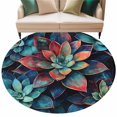 thumbnail image 2 of Teal Red Ombre Succulent Round Area Rug 5ft, Abstract Art Botanical Washable Non-Slip Circle Rugs for Bedroom Living Room Kitchen, Soft Low Pile Carpet for Dining Room Playroom Nursery, 2 of 9