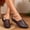 Coffee, variant on Women Hollow Floral Cutout Leather Mule Slides Closed Toe Casual Flat Shoes Beige 6