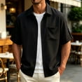 thumbnail image 7 of LODIENY Adjustable Short Sleeve Button Down Shirts for Men with Pocket Collared Basic Casual Summer Beach Shirt Black XXXL, 7 of 7