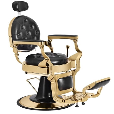Gaderth Heavy Duty Vintage Barber Chair  Hairdressing Chair All Purpose Hydraulic Recline Salon Beauty Styling Chair with 360 Degree Swivel for Hair Stylist Tattoo
