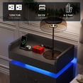 thumbnail image 2 of LED Nightstand, Modern Black Night Stand End Tables with Charging Station & LED Lighting, 2 Drawers, Open Shelf Storage, Bedside Tables for Bedroom & Living Room, 2 of 5