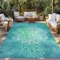 thumbnail image 2 of Turquoise Boho Outdoor Rug for Patio/Deck/Porch, Non-Slip Large Area Rug 3 x 5 Ft, Oriental Abstract Motifs Traditional Bohemian Indoor Outdoor Rugs Washable Area Rugs, Camping Rug Carpet Runner, 2 of 8