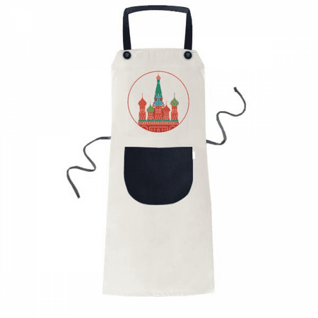 

Cathedral Buiding Moscow Apron Adjustable Bib Cotton Linen BBQ Kitchen Pocket Pinafore