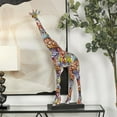 thumbnail image 2 of 19" x 37" Multi Colored Resin Graffiti Giraffe Sculpture with Black Base, by DecMode, 2 of 7