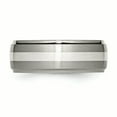 thumbnail image 3 of Titanium Ridged Edge Sterling Silver Inlay 8mm Brushed/Polished Band Size 10.5, 3 of 6