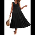 thumbnail image 1 of Vestidos de Verano para Mujer, Sin Mangas, Largos, con Escote en V, Informales, Fluidos y con . Negro M, 1 of 8