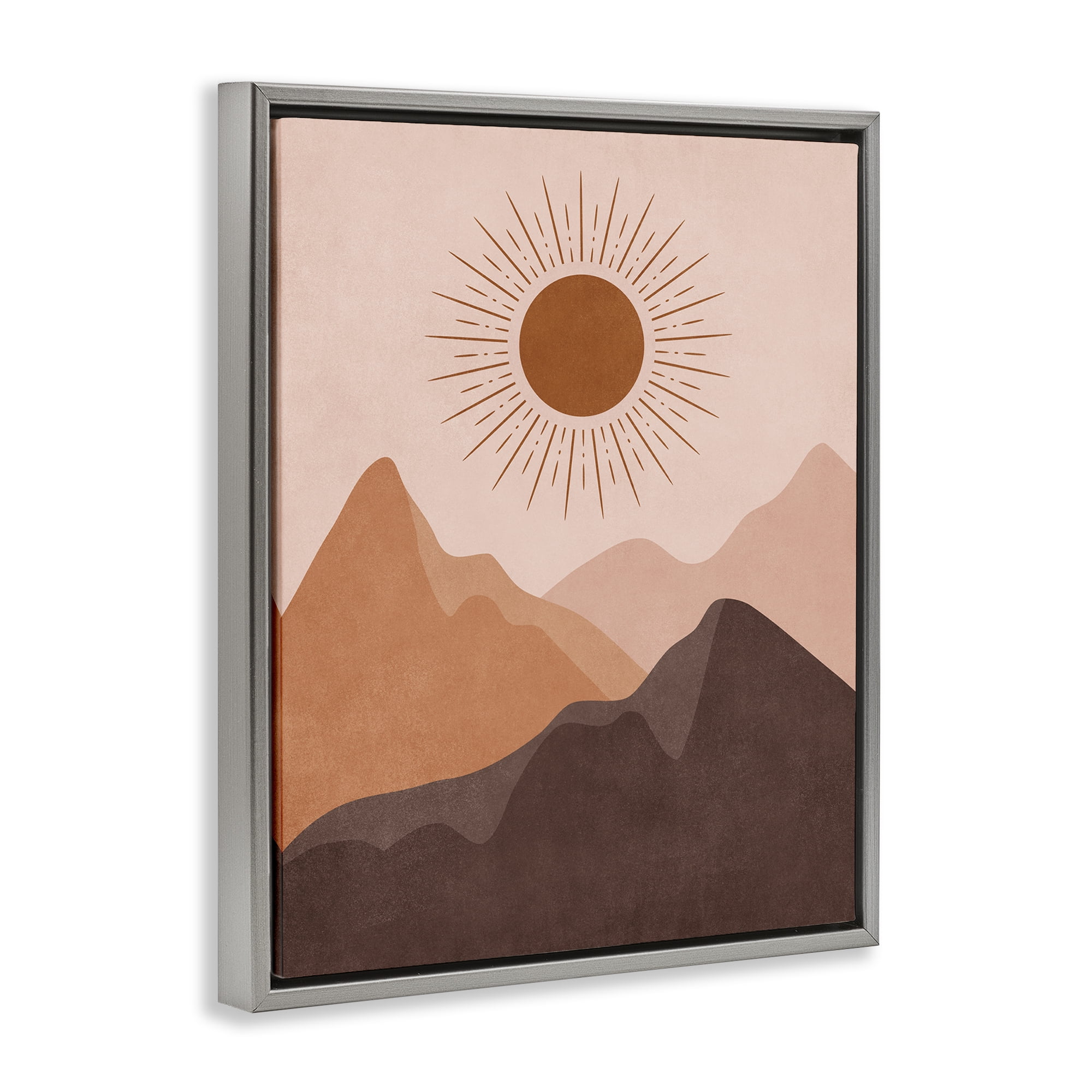 Stupell Industries Rust Boho Mountains Landscape & Nature Painting Gray Floater Framed Canvas Art Print Wall Art, 17 x 21
