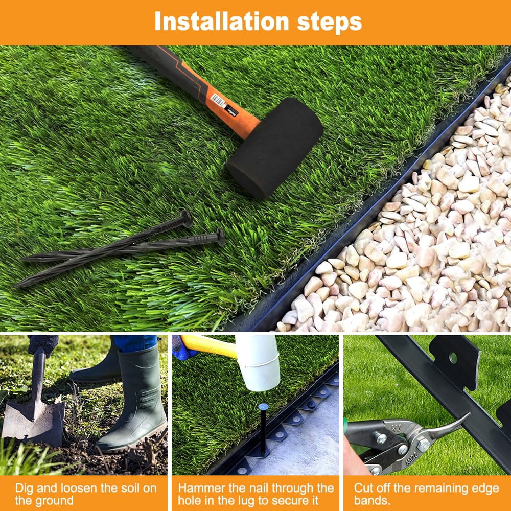 Sherry The Tall Wall No-Dig Landscape Edging Kit includes 32 ft of Lawn Edging and 30 Spikes. This Garden Plastic Edging Border is Perfect for Landscaping, Flower Gardens, and lawns. (Black-32ft)