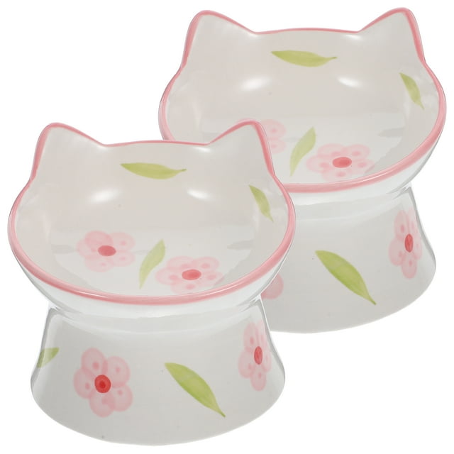 2 piezas Tazón de gato elevado Tazón de mascota elevado Tazón reutilizable Cat Food Bowl Tazón de gato