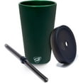 thumbnail image 2 of Silipint 16oz Silicone Tumbler with Straw Lid – Unbreakable, Non-Toxic, Dishwasher Safe & Spill Proof Tumbler Leakproof Travel Mug for Coffee, Juice, Cocktail (Forest Green, smoke), 2 of 5