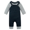 thumbnail image 2 of Baby Boy Clothes Newborn Boy Outfit Infant Boy Stripe Romper Overall Pants Set with Pocket 0-24M, 2 of 9