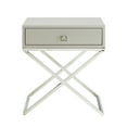 thumbnail image 2 of Jakob Light Grey Side Table - Square Lacquer-Finish Chrome, X-Metal Leg,, 2 of 8