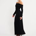 thumbnail image 3 of Vestidos largos de dama Vestido maxi sólido con dobladillo dividido Elegante traje de calle de manga larga FLhrweasw Nuevo, 3 of 7