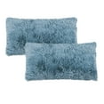 thumbnail image 7 of Home Soft Things Luxury Shaggy Faux Fur Throw Pillow Cases, Ultra Soft Plush Pillow Covers Fluffy Decorative Cushion Covers, No Pillow Insert, Set of 2, Silver Blue, 14x26 Inch, 7 of 7