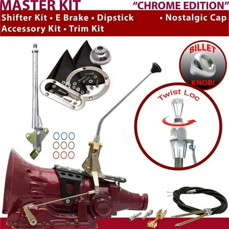 American Shifter C6 Shifter Kit Chrome 12 in. E Brake Cable Trim Kit Dipstick for F0729