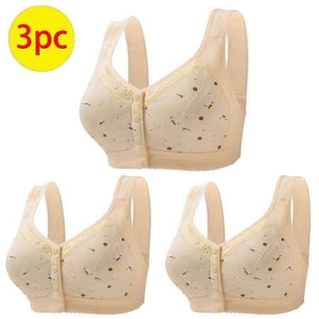 

Awdenio Lingerie for Women Plus Size Front Buckle 3 PC Bra Wireless Free Push Up Comfortable Breathable Everyday Underwear