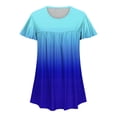 thumbnail image 5 of Plus Size Summer Tops for Women Ruffled Flutter Short Sleeve Pleated Tunic Top Plain T-shirts Loose Fit (4XL, Blue 01), 5 of 5