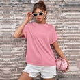 thumbnail image 3 of Bigersell Womens Tshirts Women Casual Short Sleeve Solid Color Loose Pullover Blouse T-shirt Tops Regular Pullover Crew Neck Short Sleeve Woven Blouse Style B43190,XS, 3 of 7