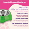 thumbnail image 7 of Happinesque 2Pc Stainless Steel Dog & Cat Bowls with Pellucid Plastic, Anti Skid, Non Tip, 4 Cups (Green), 7 of 7