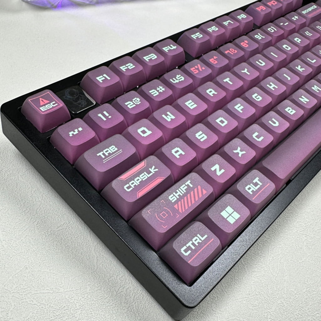 128PCS Keycap Cyber Type Gradually Change Keycaps Set Suitable for Mechanical Keyboards Decoration