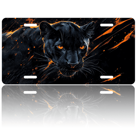 1 Pcs 2D Flat License Plate Covers & Frames, Black Panther For Decorative Front, Waterproof For Decoration Aluminum License Plate Covers & Frames Cover For Men Women, 12" X 6"