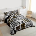 thumbnail image 3 of Erosebridal Rustic Farmhouse Bedding Comforter Sets Retro Buffalo Plaid Bear Deer Wolf Bedding Set Full Cabin Lodge Comforter Set Hunting Woodland Animal Wildlife Quilt Set Black Yellow Grey, 3 of 7