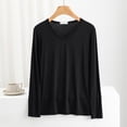 thumbnail image 2 of Women's Long Sleeve V Neck T Shirt Soft Comfy Casual Sleep Pajama Top, 2 of 6