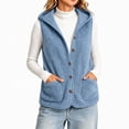 thumbnail image 5 of Auralook Women's Fleece Vest Outerwear Sleeveless Lightweight Button Hooded Jackets Warm Soft Vests with Pockets, 5 of 7
