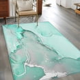 thumbnail image 3 of Aqua Marble Large Area Rugs for Bedroom Living Room, Soft Non Slip Carpet Bedside Rug, Modern Abstract Waves Silvery Farmhouse Rectangular Floor Cover Kitchen Accent Rug 3'x5' for Dining Room/Office, 3 of 9