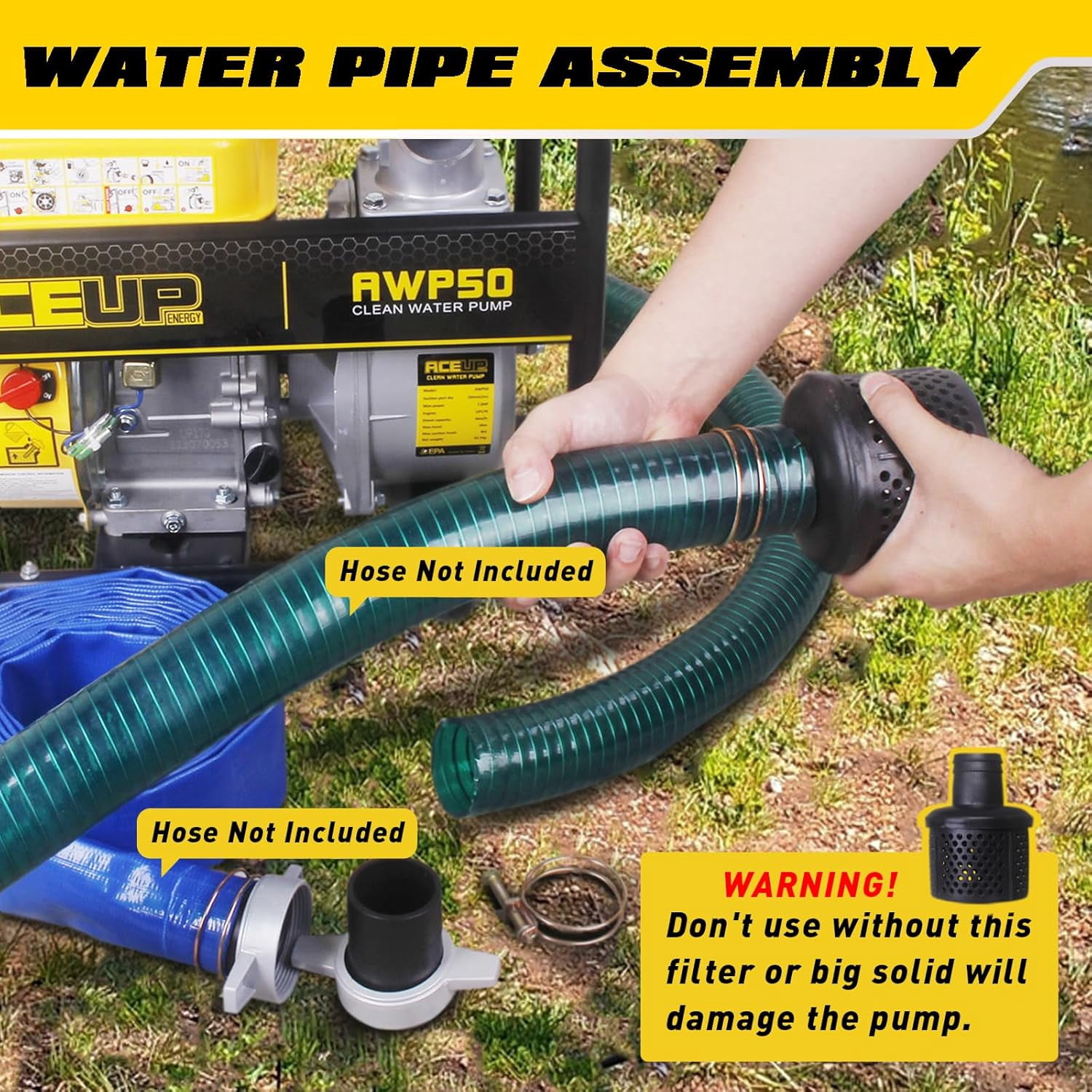 Aceup Energy Gas Water Pump 2 Inch, 158 GPM 7HP Gasoline Powered Water Pump, 208cc Portable Irrigation Pump, EPA Certified