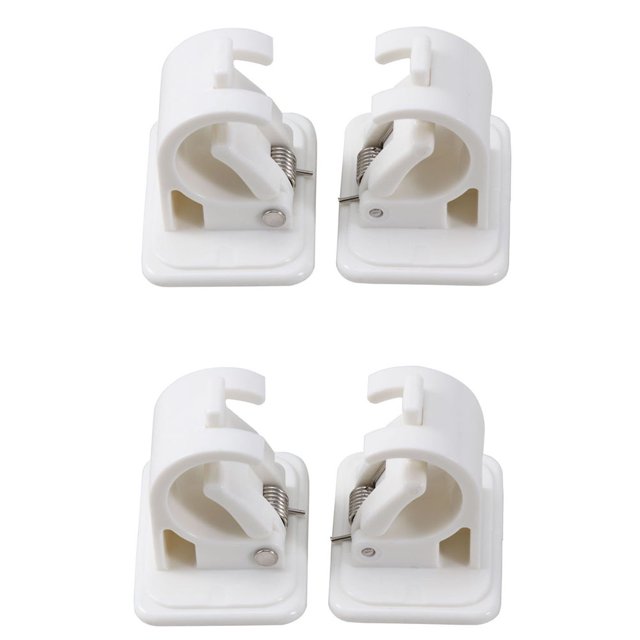 4pcs Bathroom Wall Round Rod Hook with Sticker Shower Curtain Rod Holder Clamp
