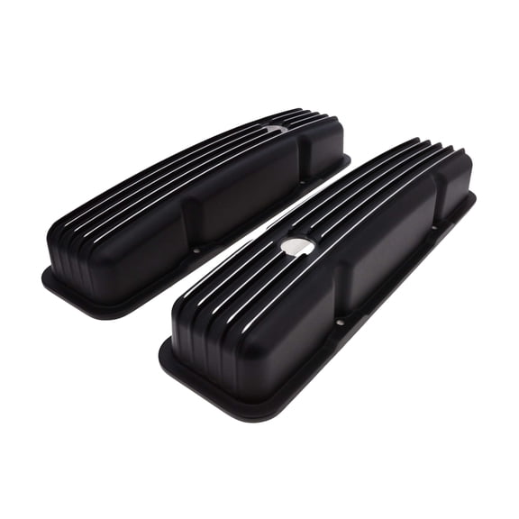 Finned Aluminum Valve Covers for 1958-1986 Chevy SB 1.25" Hole - Black