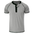 thumbnail image 4 of YDLCAFD Male Spring And Summer Retro Business Casual Travel Multi Buttons O Neck Solid Color T Shirt Short Sleeve Top, 4 of 5