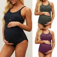 thumbnail image 3 of Happy Date Maternity Swimsuit One Piece Bathing Suit Button Neck Cross Back, 3 of 7