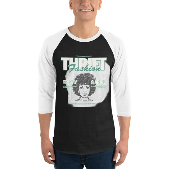 3/4 sleeve raglan shirt (Black/White, M)