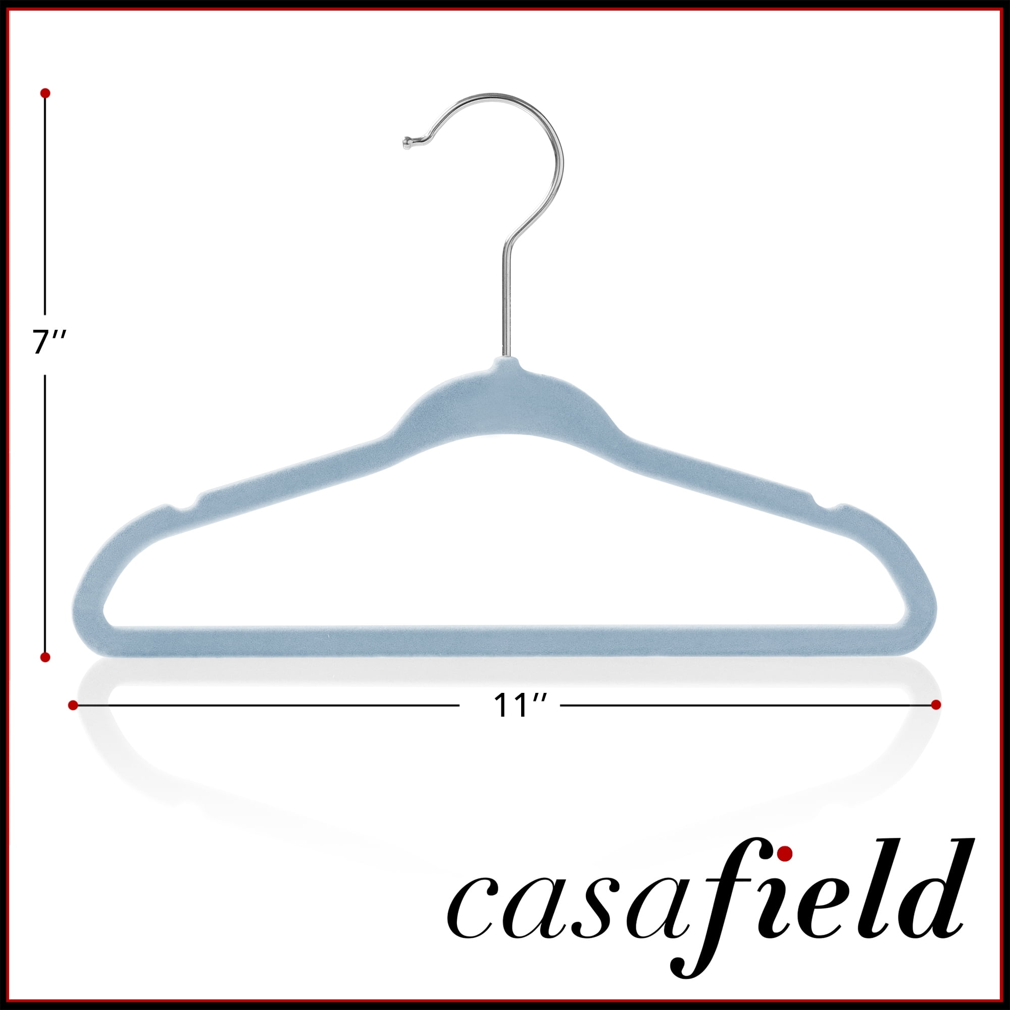 Casafield 100 Velvet Baby Hangers for Infant & Toddler Clothes, 11" - Light Blue