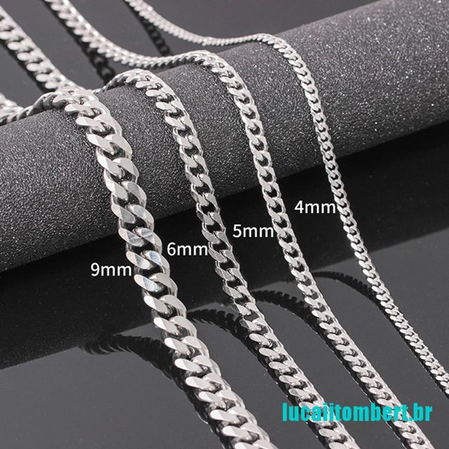 (hot) collar de 4-6 mm para hombre de acero inoxidable cubano cadena de eslabones hip hop joyería regalo Gao Jiahui unisex