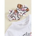 thumbnail image 6 of Suealasg Baby Girl Summer Clothes Short Sleeve Letter Print T-Shirt Tops Baseball Print Shorts Headband Sets 3 6 12 18 24 Months Infant Girl 3Pcs Casual Outfits, 6 of 7