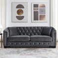 thumbnail image 6 of Modern Velvet Sofa Set of 2, Chesterfield Sofa with Upholstered Tufted Backrests, Nailhead Arms and 4 Cushions, 3-seater & 3-Seater Sofa for Living Room, Bedroom, Apartment, Office, Grey, 6 of 7
