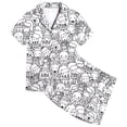 thumbnail image 1 of Ensemble de Pyjama pour Filles avec Haut à Col Imprimé et Short - Confort Respirant, Design Mignon avec Boutons, Tenue de Maison Confortable, 1 of 6