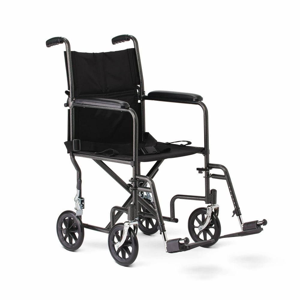 Medline Steel Transport Chair, 8Inch Wheels,Light Weight, Full Length