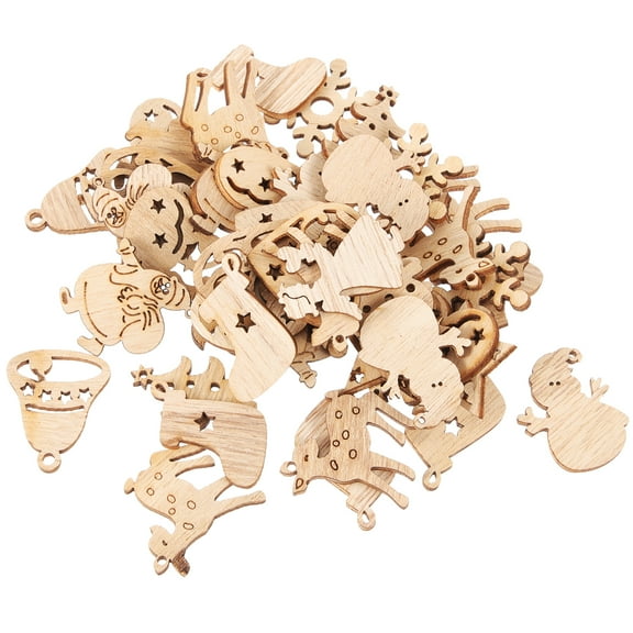 100 Pcs Ornaments Wooden Christmas Accessories Christmas Crafts 2.5x2cm