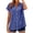 Blue, variant on Womens Cotton Linen Gingham Plaid Button Down Shirts 3/4 Sleeve V Neck Loose Fit Y2K Lightweight Dressy Casual Business Casual Office Tops